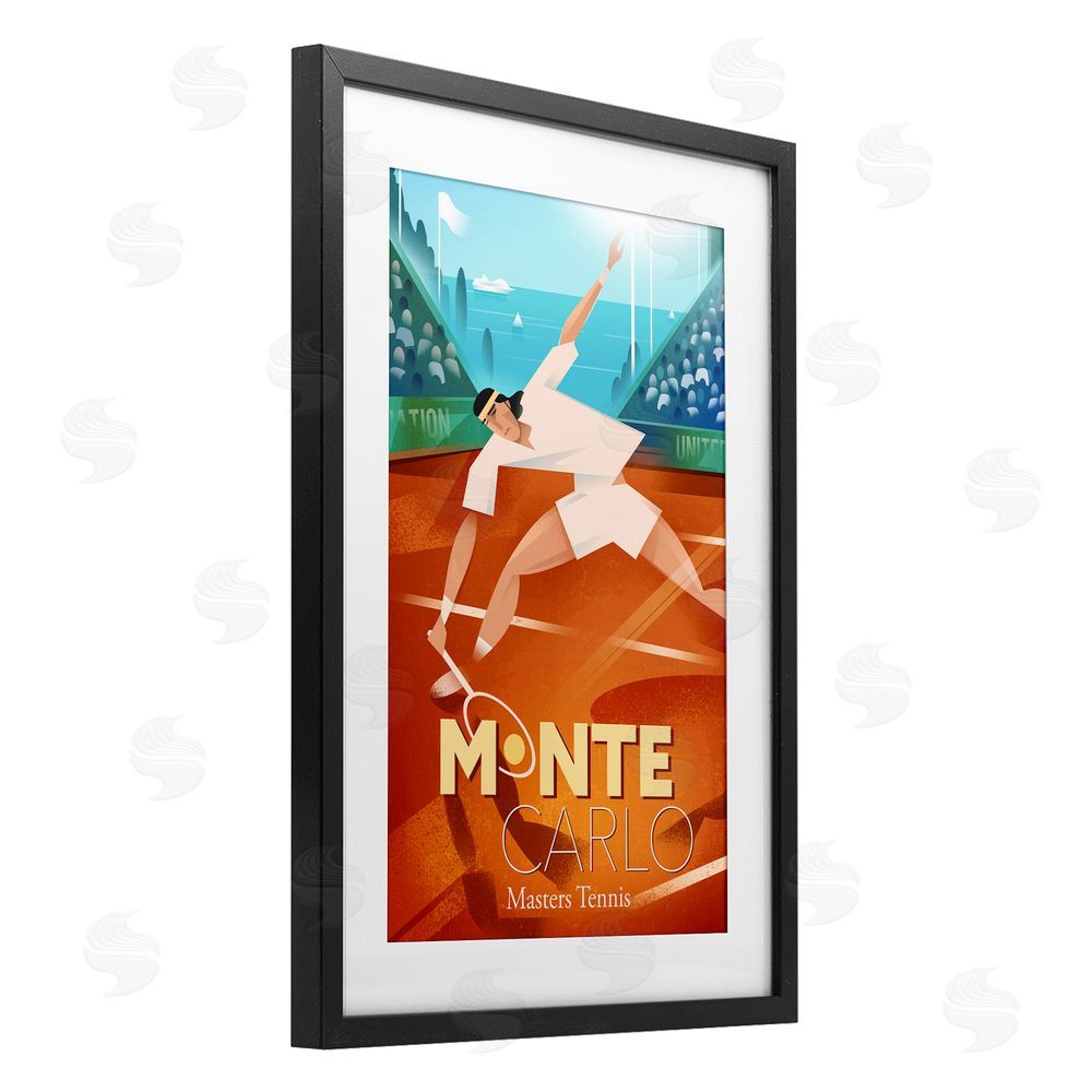 Martin Wickstrom Monte Carlo Masters Tennis Black Framed Print Under Glass with Mat Wall Art