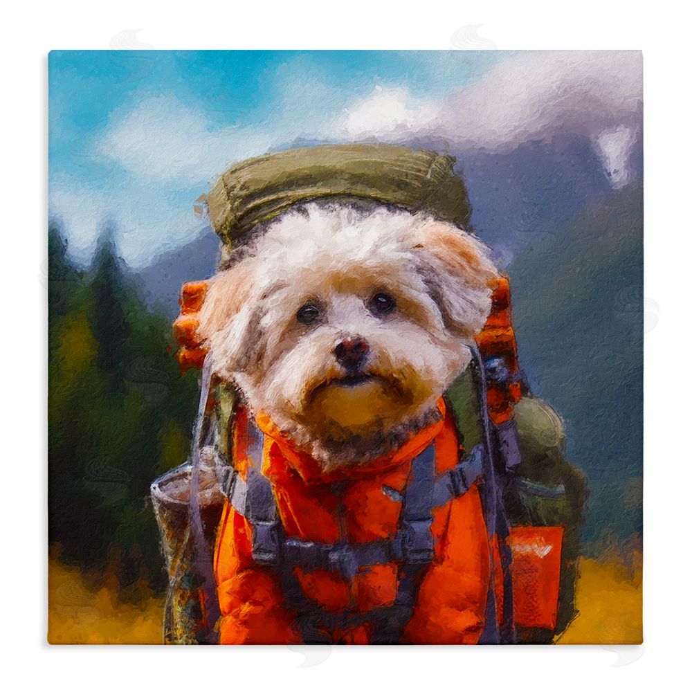 Sean Parnell Adventuring Hiker Dog Stretched Canvas Wall Art Print
