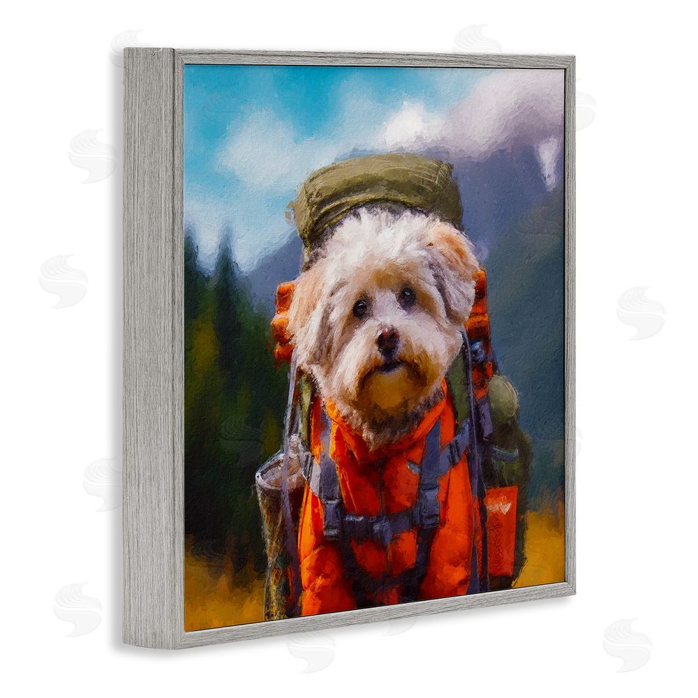 Sean Parnell Adventuring Hiker Dog Gray Framed Giclee Wall Art Print