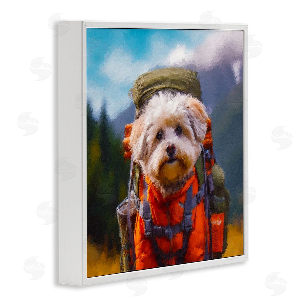 Sean Parnell Adventuring Hiker Dog White Framed Giclee Wall Art Print