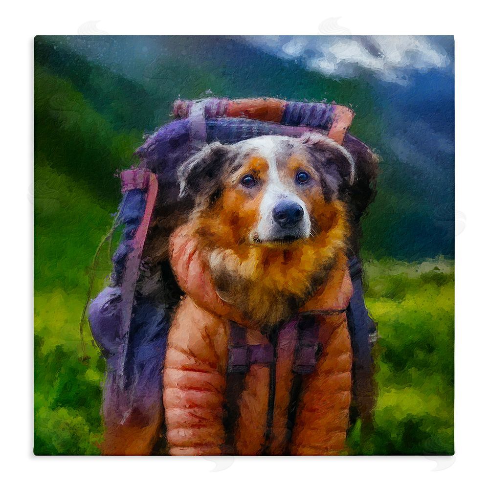 Sean Parnell Backpacking Hiker Dog Stretched Canvas Wall Art Print