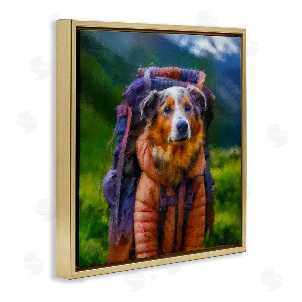 Sean Parnell Backpacking Hiker Dog Gold Floating Frame Canvas Wall Art Print