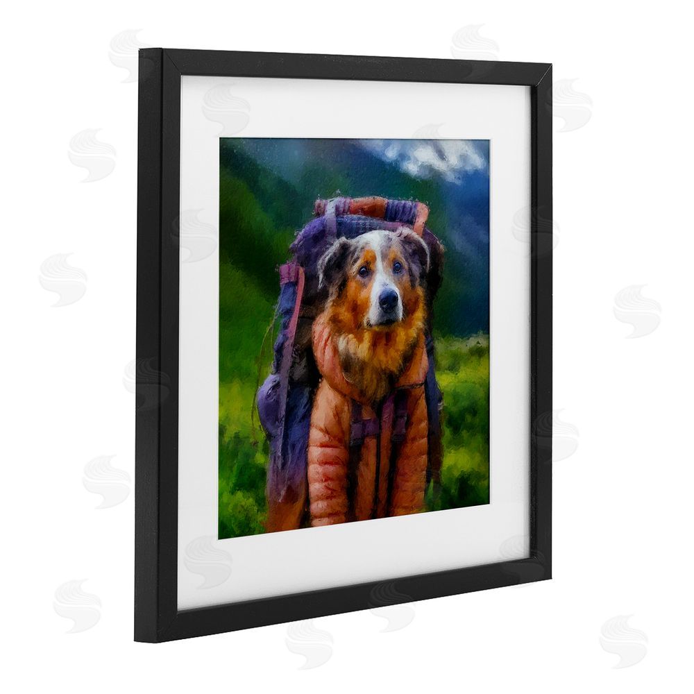 Sean Parnell Backpacking Hiker Dog Black Framed Print Under Glass Wall Art