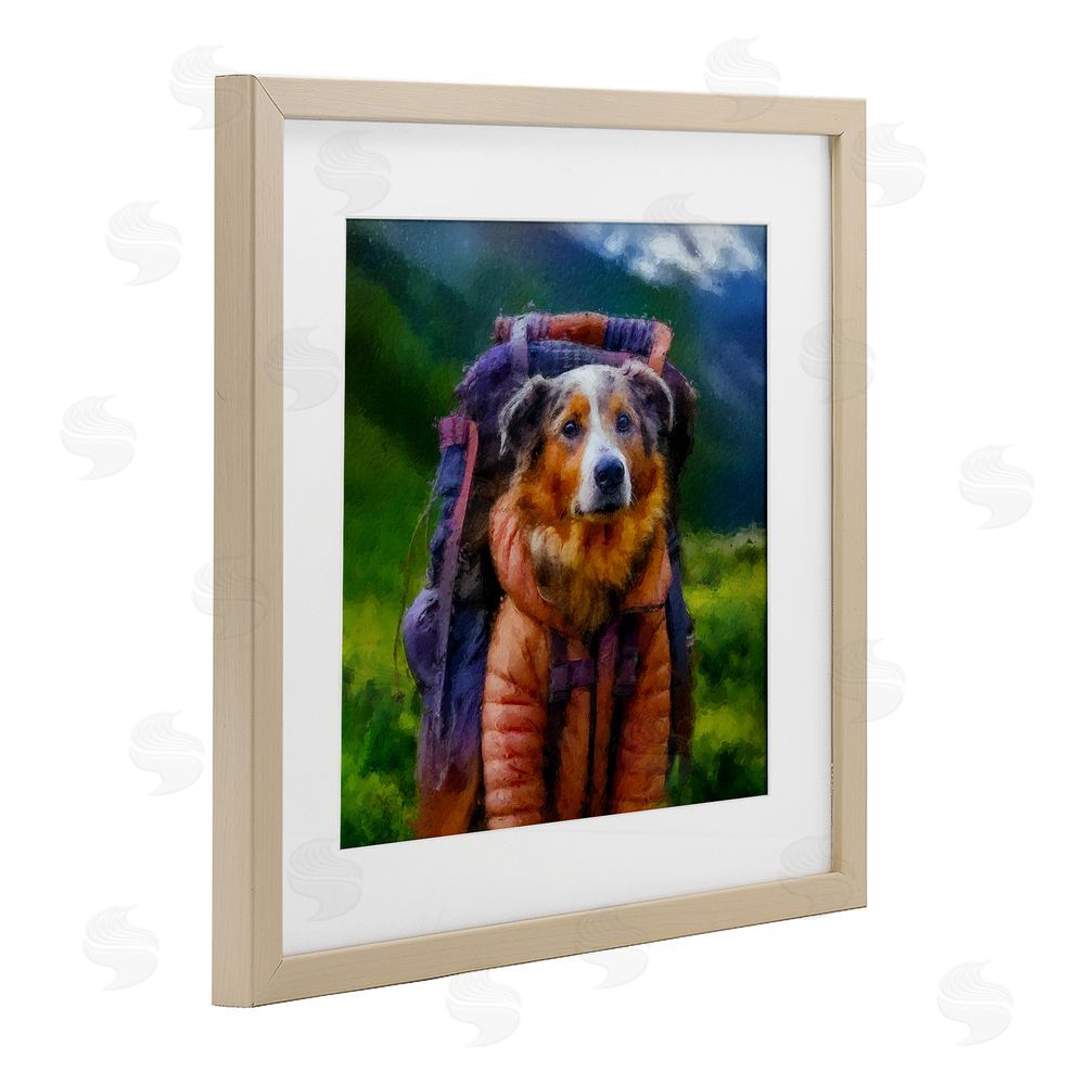 Sean Parnell Backpacking Hiker Dog Brown Framed Print Under Glass Wall Art
