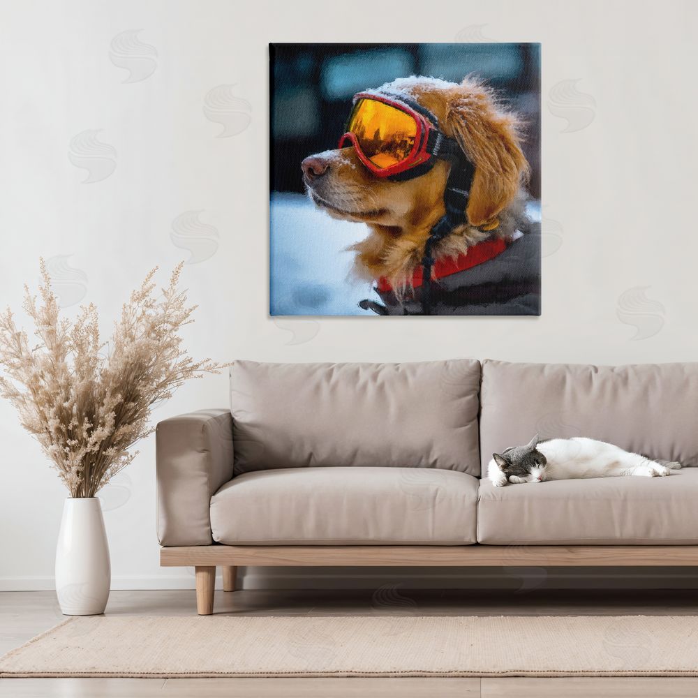 Sean Parnell Ski Goggles Dog Stretched Canvas Wall Art in Room