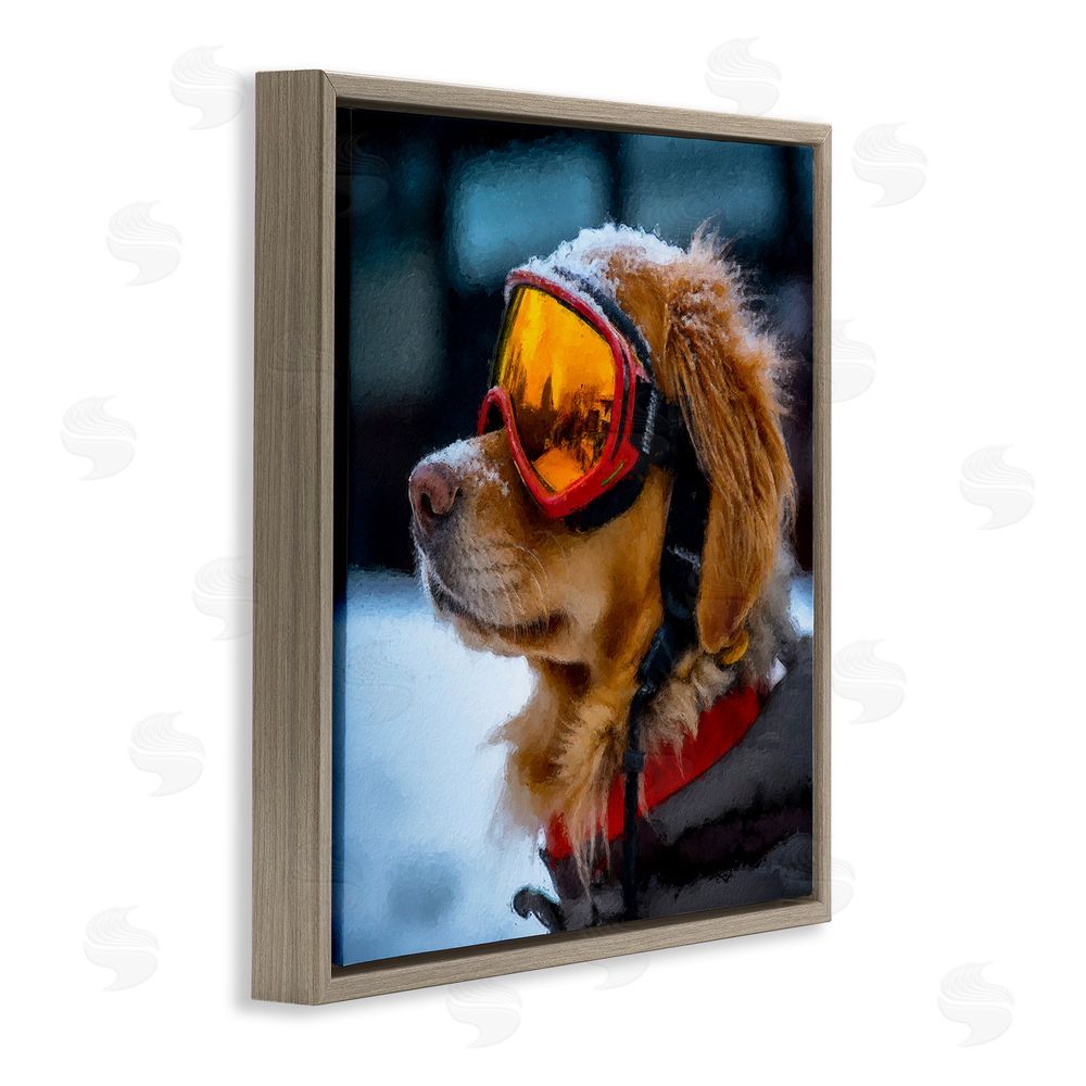 Sean Parnell Ski Goggles Dog Brown Floating Frame Canvas Wall Art Print