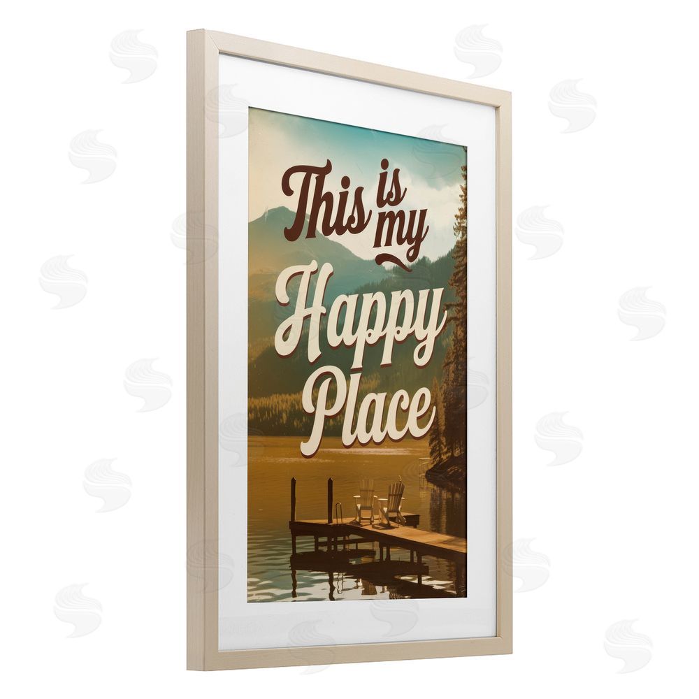Andreas Magnusson Vintage My Happy Place Brown Framed Print Under Glass Wall Art