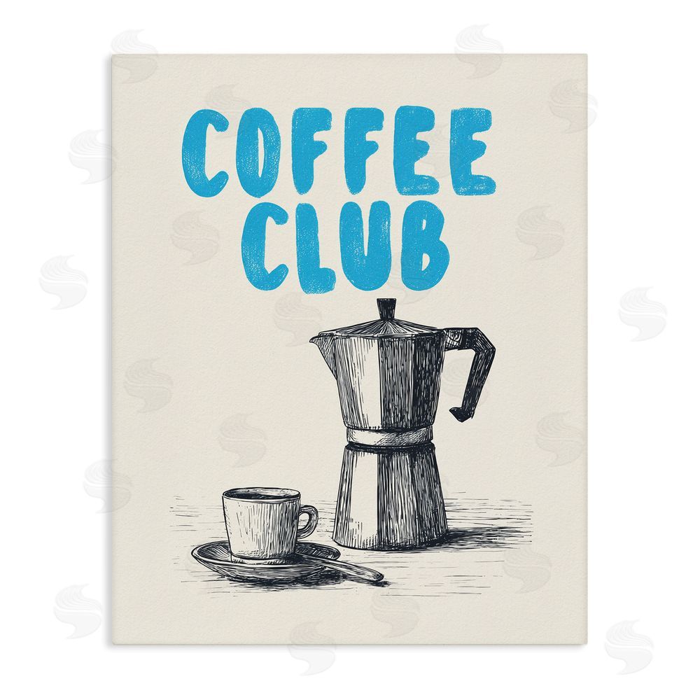 Andreas Magnusson Coffee Club Retro Drawing Stretched Canvas Wall Art Print