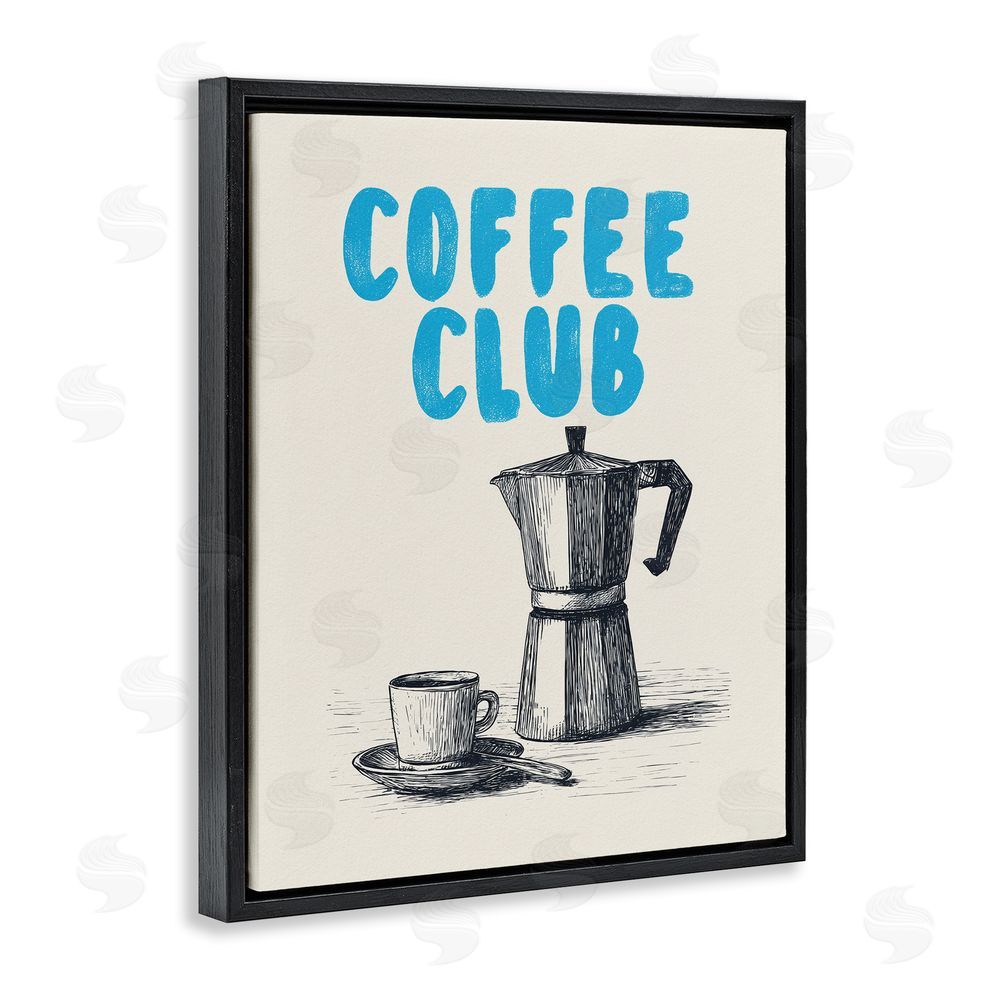 Andreas Magnusson Coffee Club Retro Drawing Black Floating Frame Canvas Wall Art Print