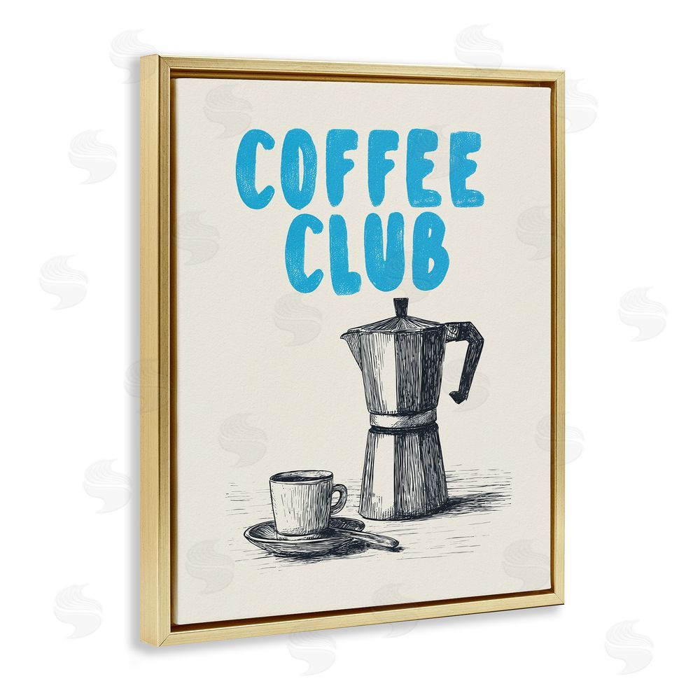 Andreas Magnusson Coffee Club Retro Drawing Gold Floating Frame Canvas Wall Art Print