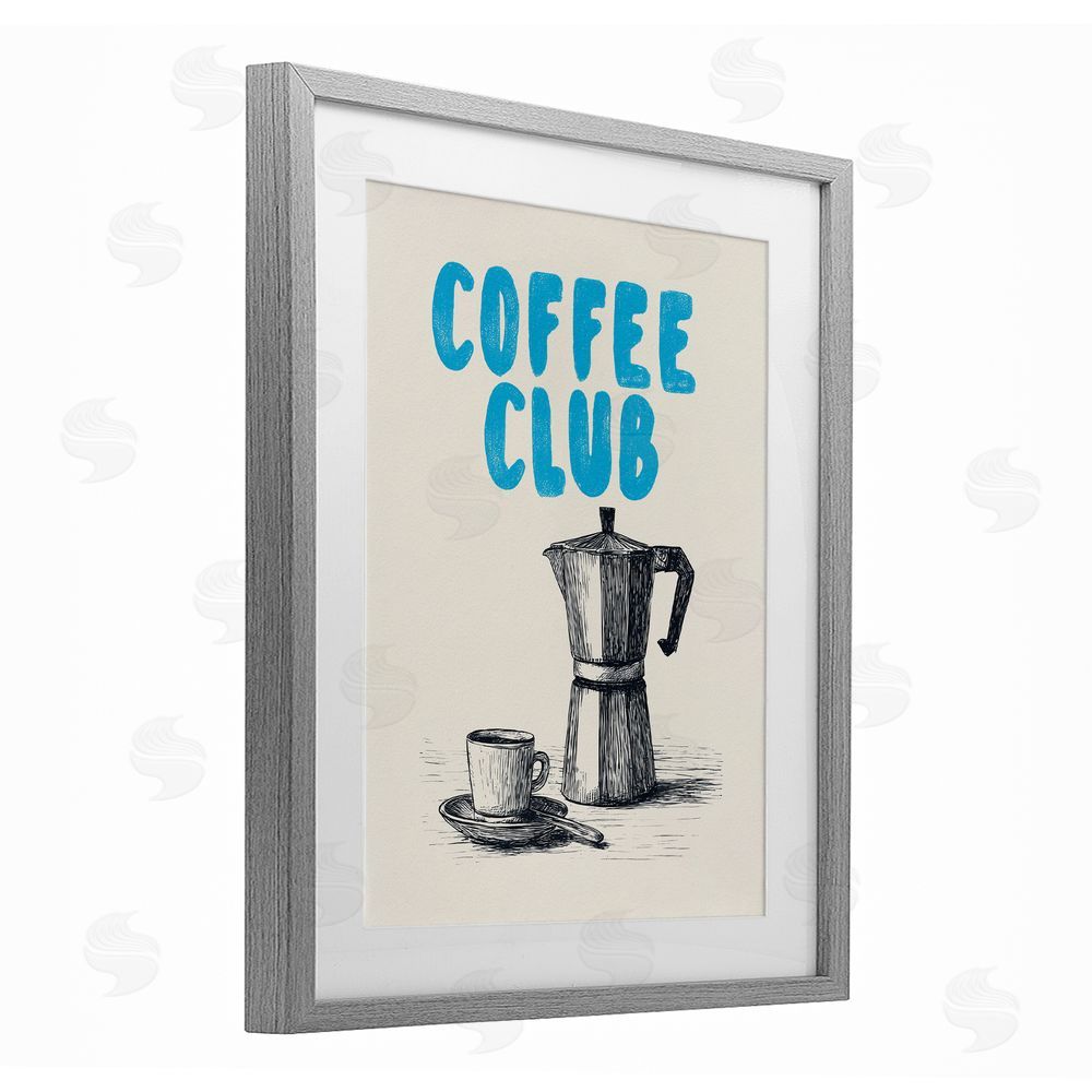 Andreas Magnusson Coffee Club Retro Drawing Gray Framed Print Under Glass Wall Art