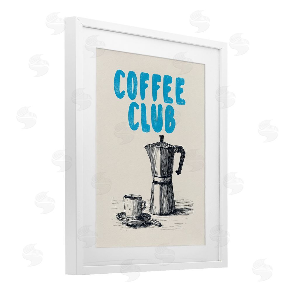 Andreas Magnusson Coffee Club Retro Drawing White Framed Print Under Glass Wall Art