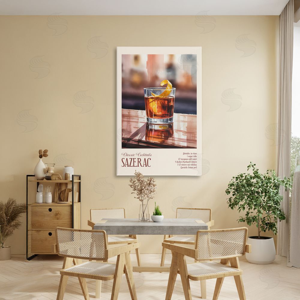 Andreas Magnusson Sazerac on Reflective Surface Stretched Canvas Wall Art Print in Room