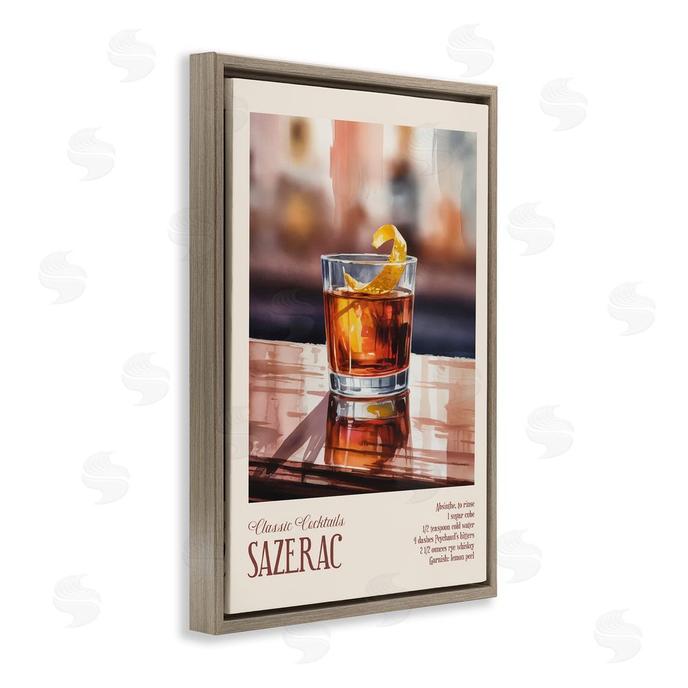 Andreas Magnusson Sazerac on Reflective Surface Brown Floating Frame Canvas Wall Art Print