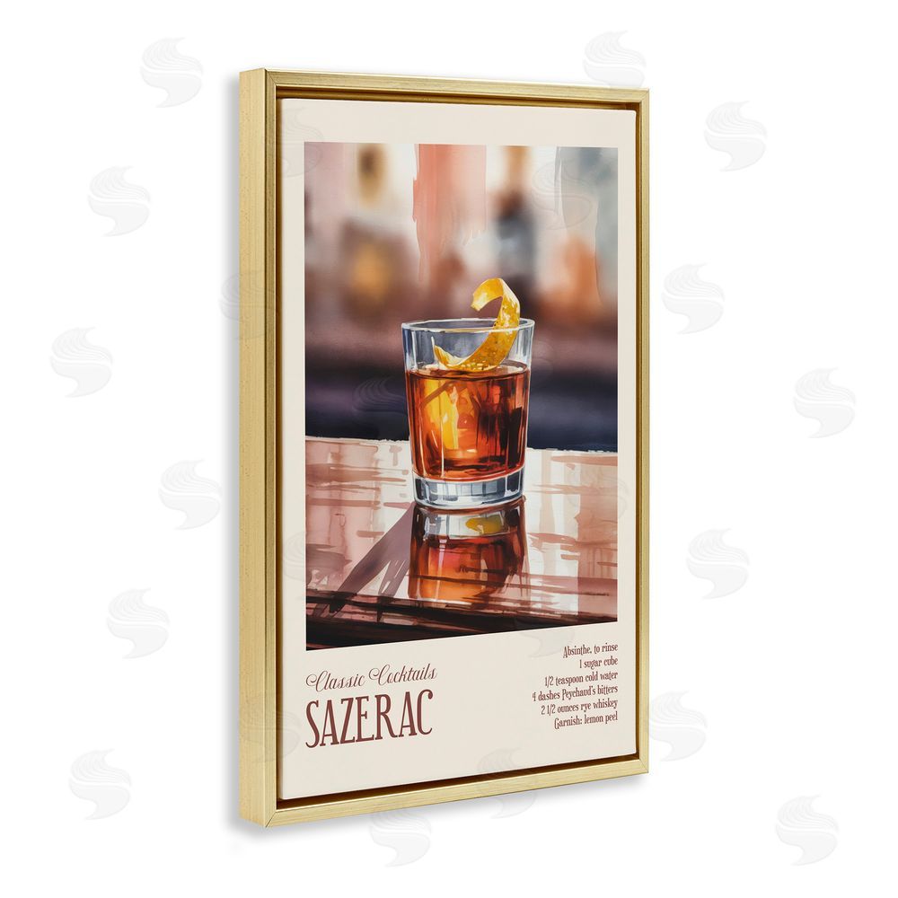 Andreas Magnusson Sazerac on Reflective Surface Gold Floating Frame Canvas Wall Art Print