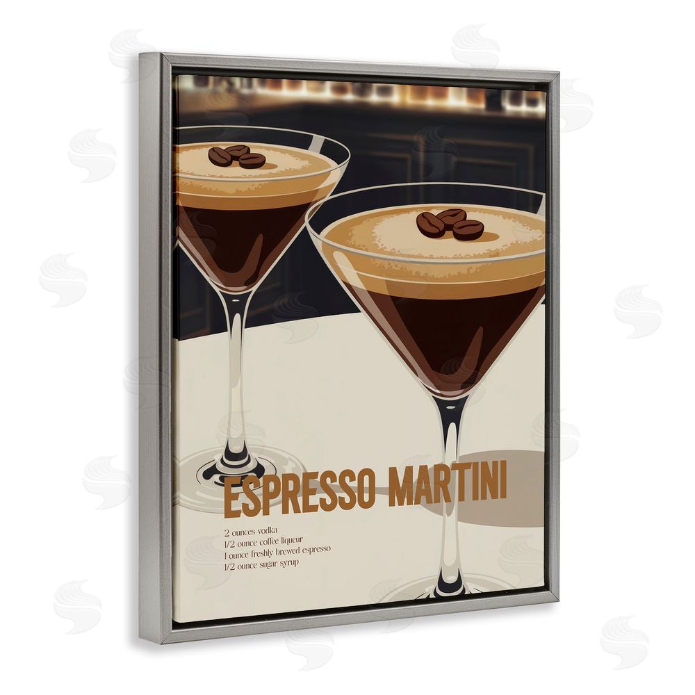Andreas Magnusson Sleek Modern Espresso Martini Gray Floating Frame Canvas Wall Art Print