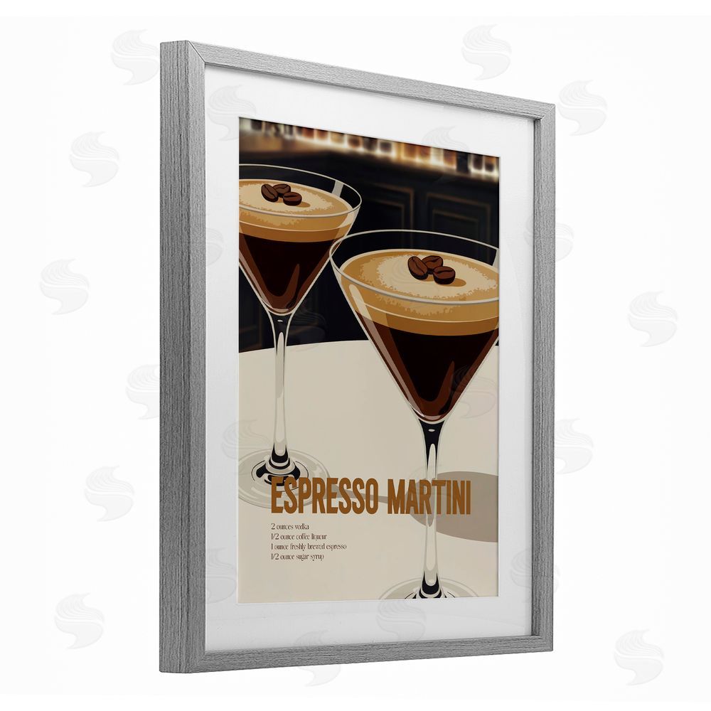 Andreas Magnusson Sleek Modern Espresso Martini Gray Framed Print Under Glass Wall Art