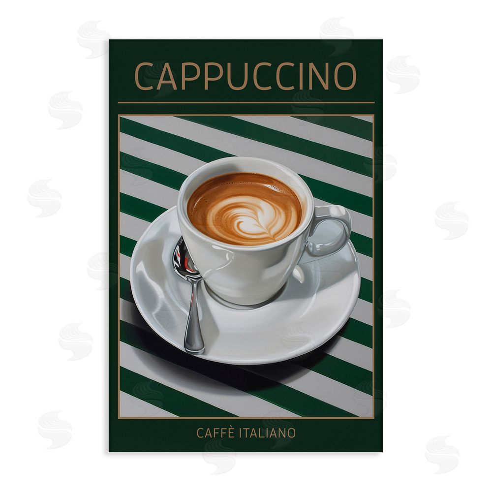 Andreas Magnusson Cappuccino Coffee over Stripes Stretched Canvas Wall Art Print