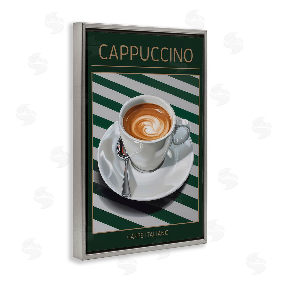 Andreas Magnusson Cappuccino Coffee over Stripes Gray Floating Frame Canvas Wall Art Print