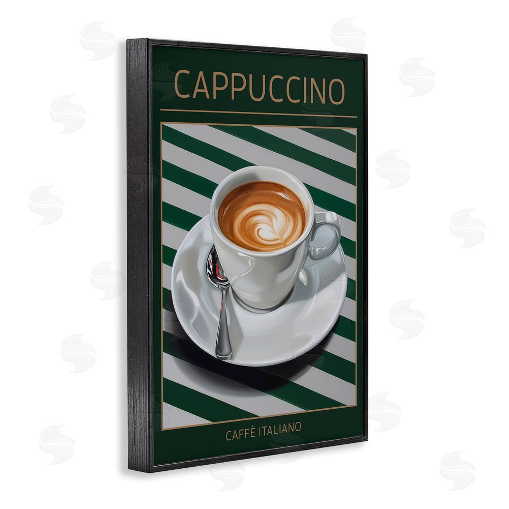 Andreas Magnusson Cappuccino Coffee over Stripes Black Framed Giclee Wall Art Print