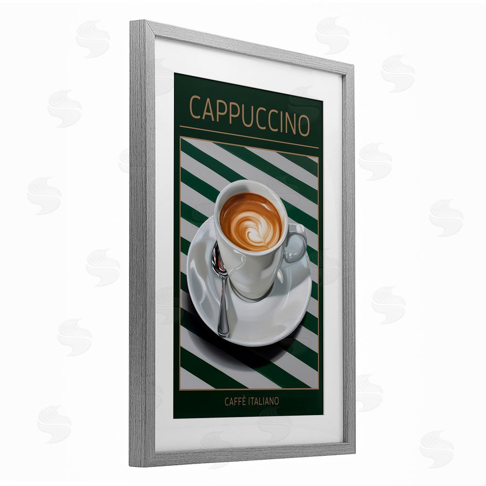 Andreas Magnusson Cappuccino Coffee over Stripes Gray Framed Print Under Glass Wall Art