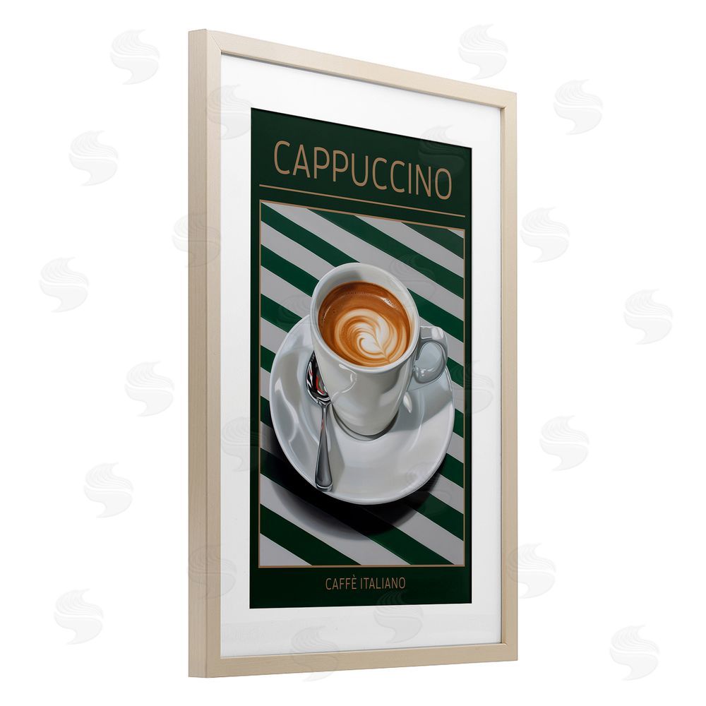 Andreas Magnusson Cappuccino Coffee over Stripes Birch Framed Print Under Glass Wall Art
