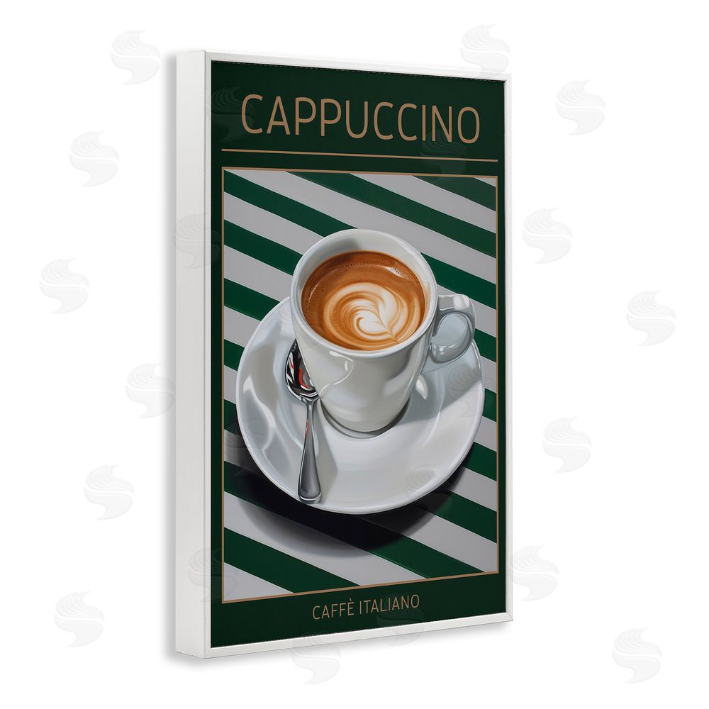 Andreas Magnusson Cappuccino Coffee over Stripes White Framed Giclee Wall Art Print