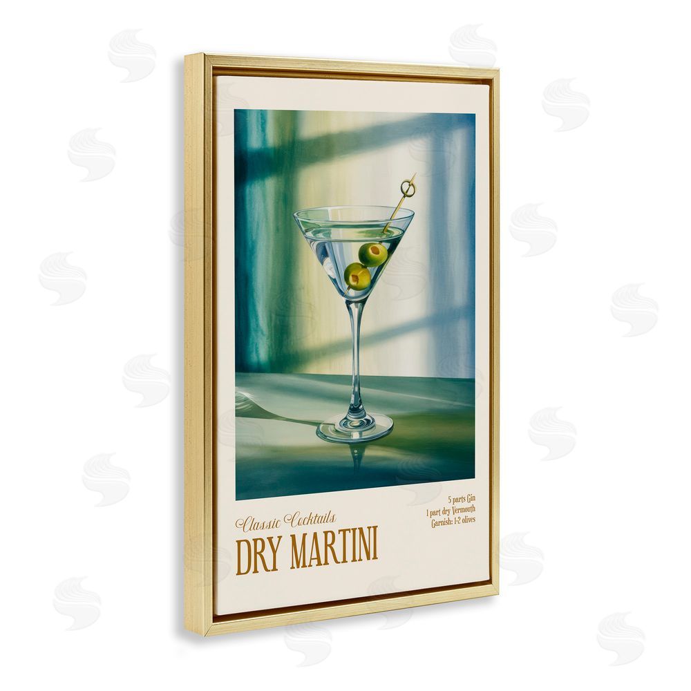 Andreas Magnusson Dry Martini on Surface Gold Floating Frame Canvas Wall Art