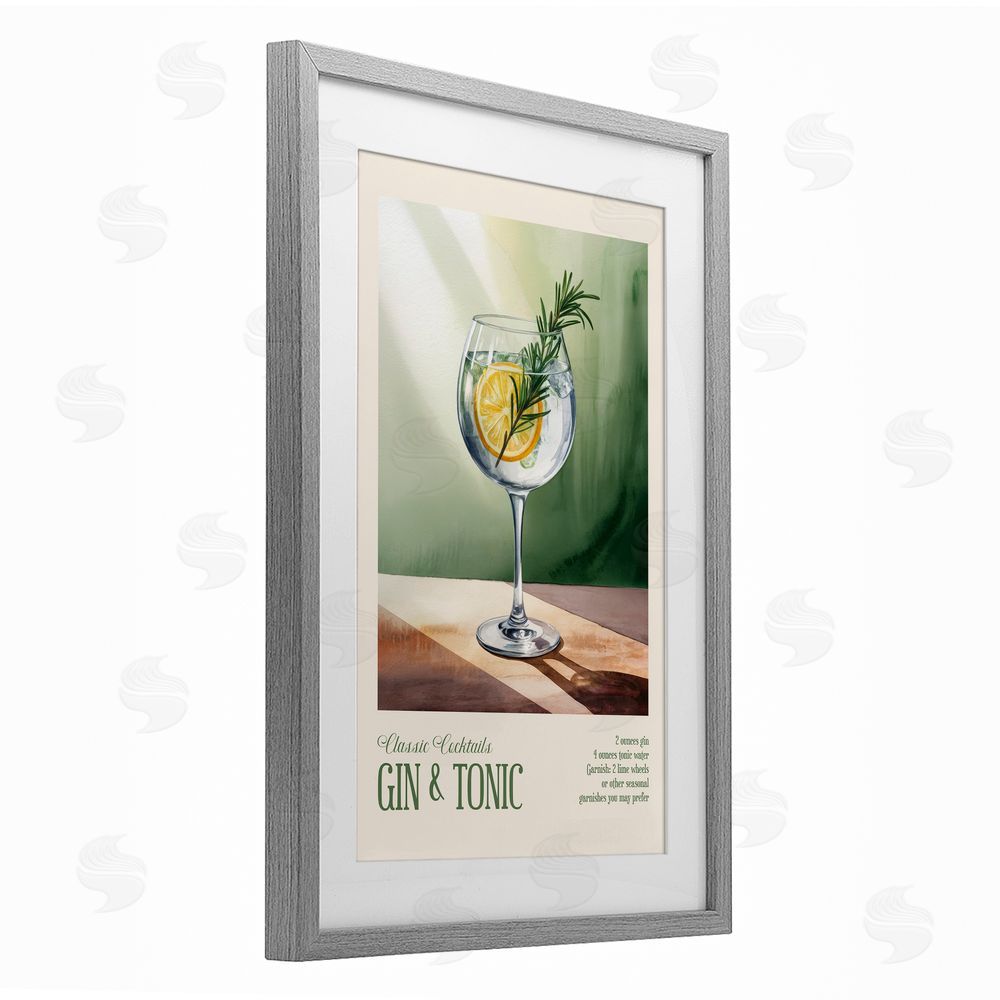 Andreas Magnusson Gin & Tonic Sun Rays Gray Framed Print Under Glass with Mat Wall Art