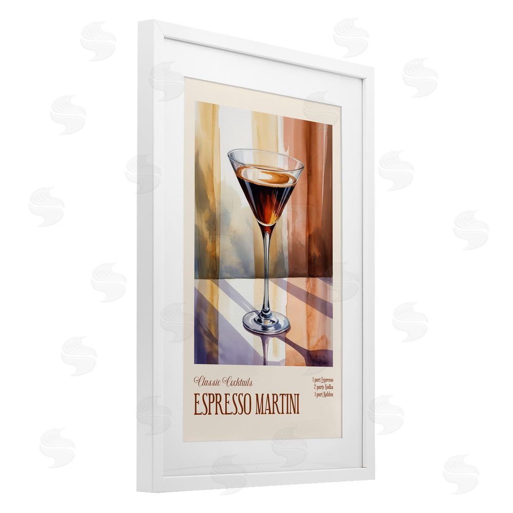 Andreas Magnusson Espresso Martini Sun Reflection White Framed Print Under Glass with Mat Wall Art