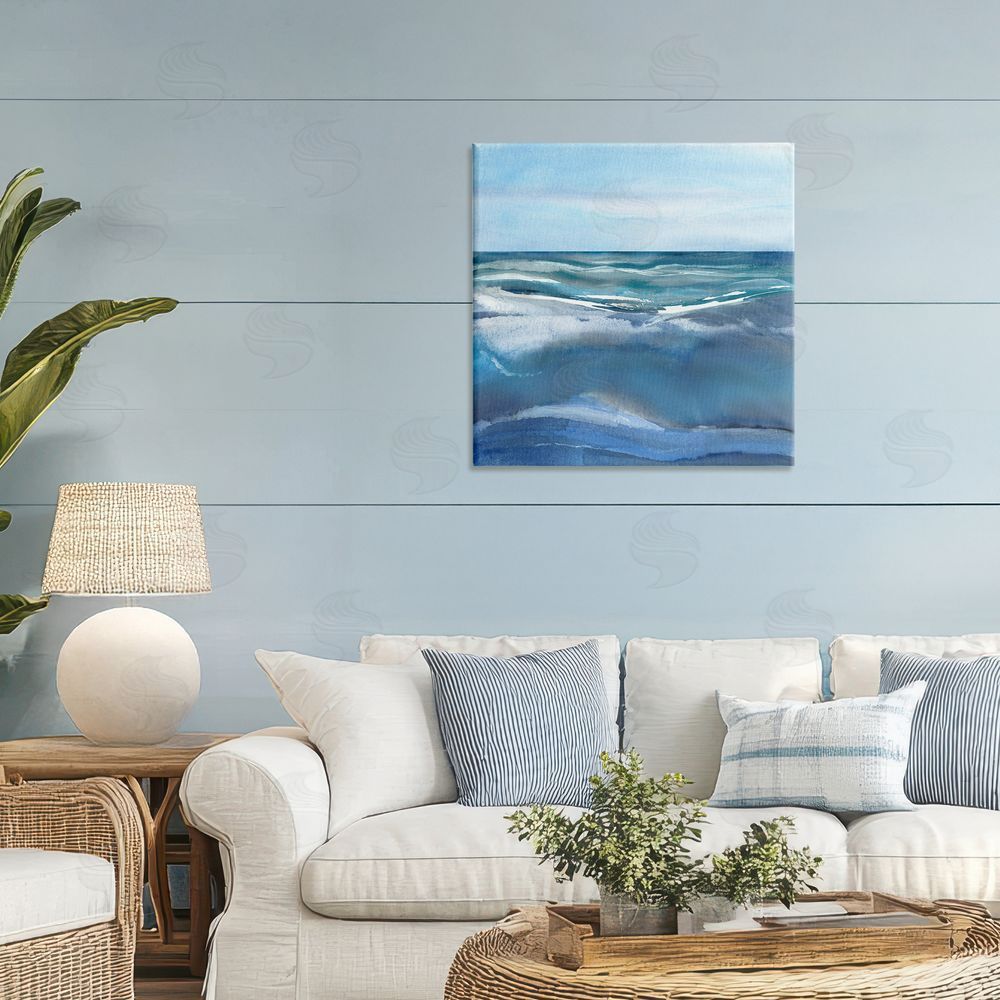 Susan Jill Calm Seas under Soft Sky Stretched Canvas Wall Art in Room