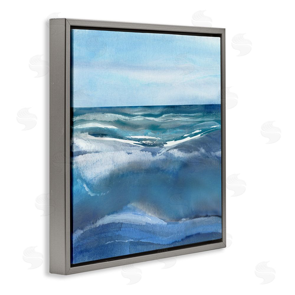 Susan Jill Calm Seas under Soft Sky Gray Floating Frame Canvas Wall Art Print