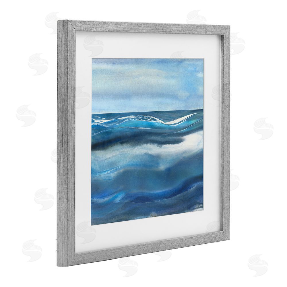 Susan Jill Calm Expanse of Ocean Waves Gray Framed Print Under Glass Wall Art