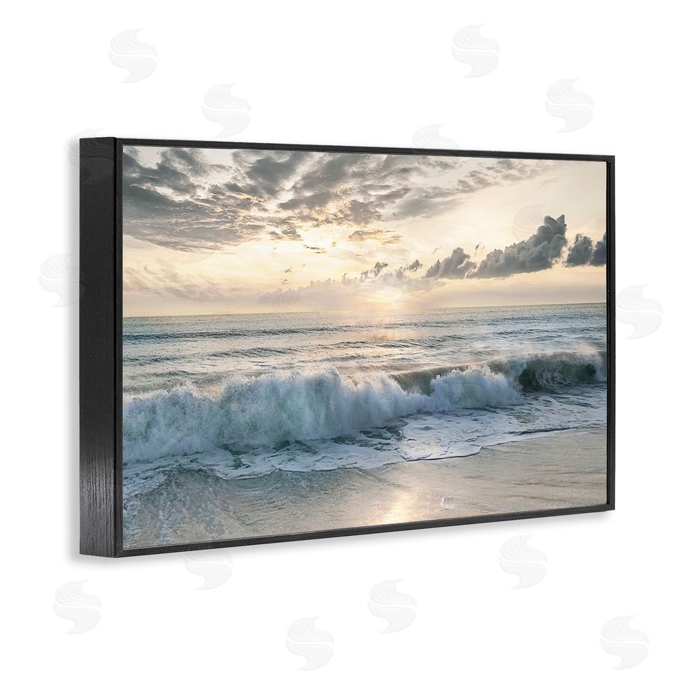 Mike Calascibetta Sunset Foam Along Shoreline Black Framed Giclee Wall Art Print