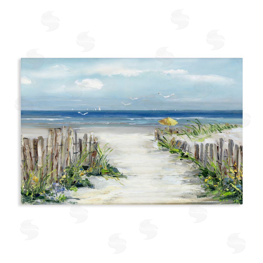 Sally Swatland Sunlit Dune Path To Ocean Stretched Canvas Wall Art Print