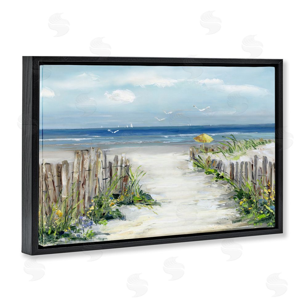 Sally Swatland Sunlit Dune Path To Ocean Black Floating Frame Canvas Wall Art Print