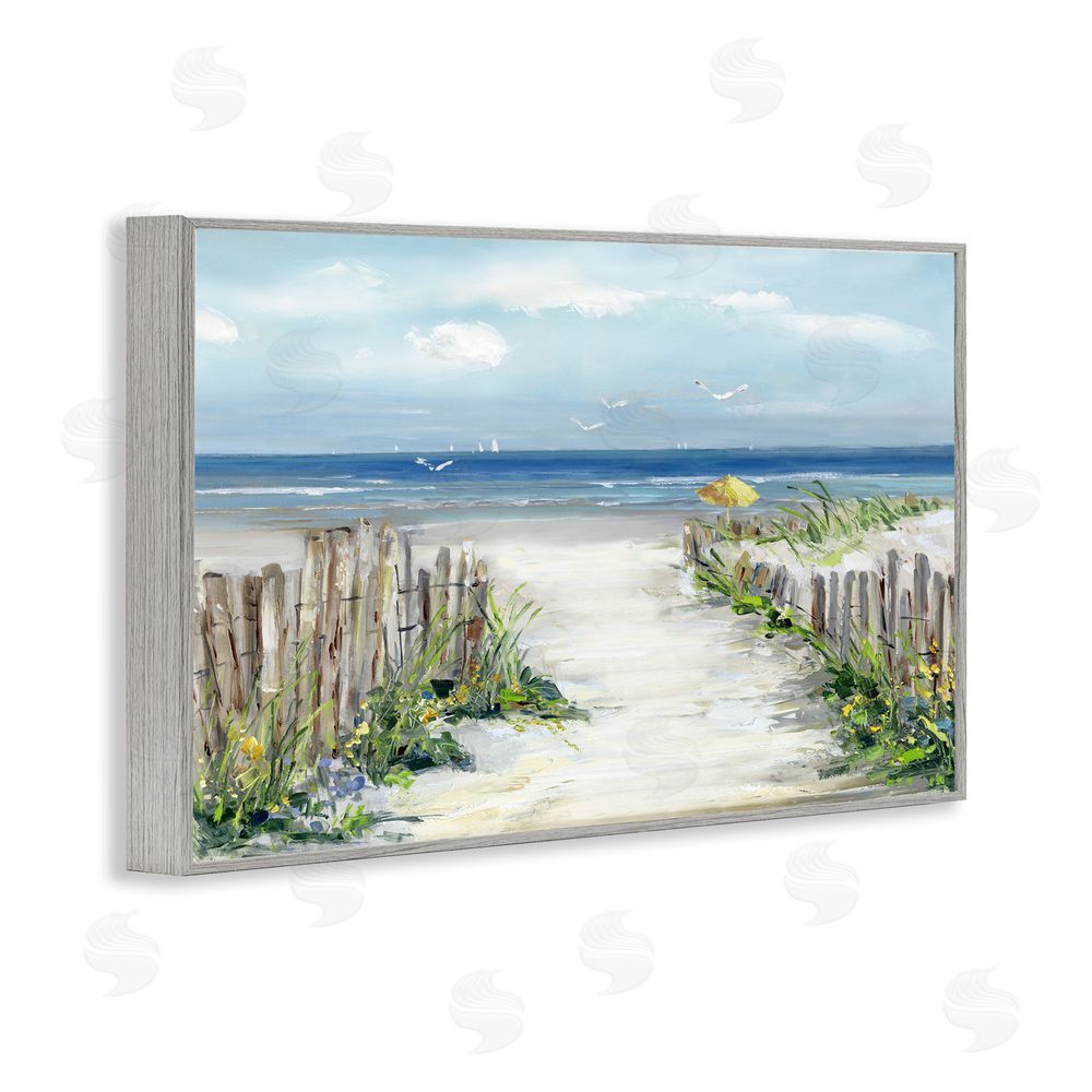 Sally Swatland Sunlit Dune Path To Ocean Gray Framed Giclee Wall Art Print