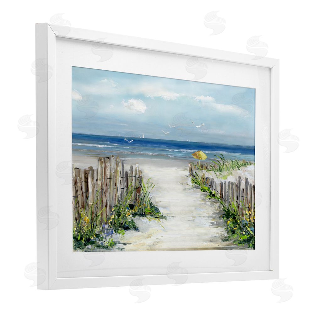Sally Swatland Sunlit Dune Path To Ocean White Framed Print Under Glass Wall Art