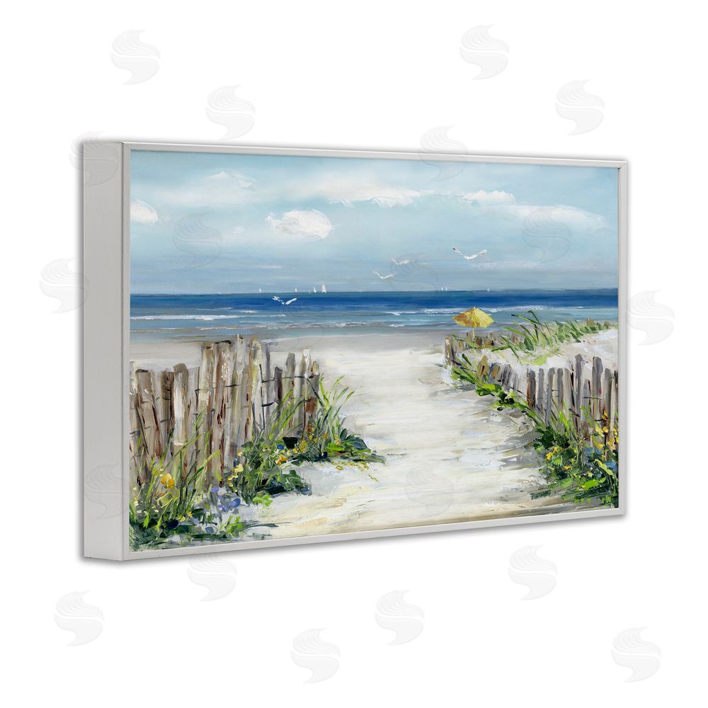 Sally Swatland Sunlit Dune Path To Ocean White Framed Giclee Wall Art Print