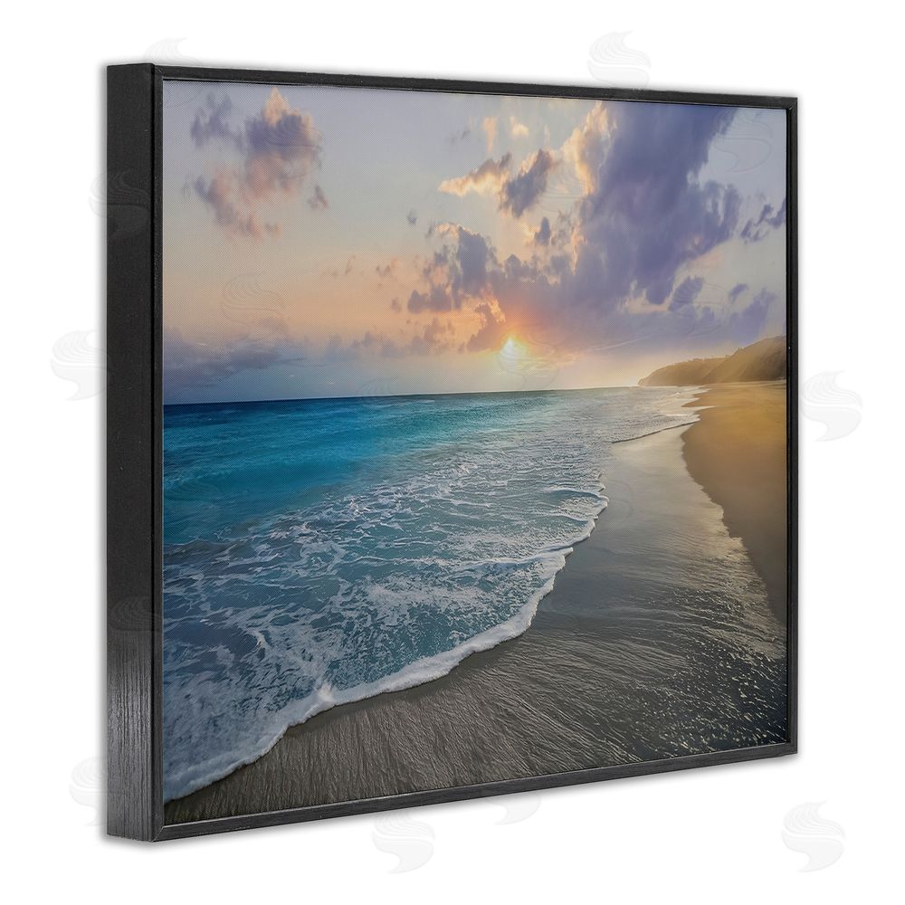 Mike Calascibetta Sunset over Tranquil Coast Black Framed Giclee Wall Art Print