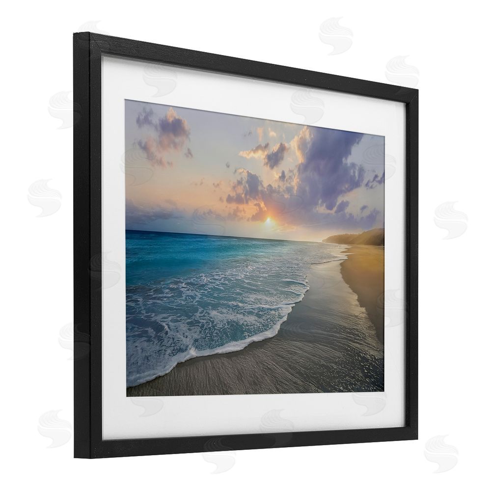 Mike Calascibetta Sunset over Tranquil Coast Black Framed Print Under Glass Wall Art
