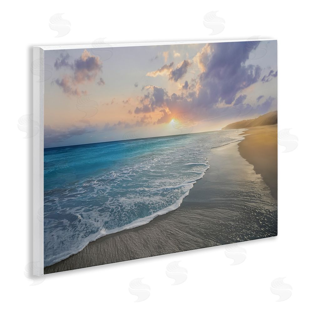 Mike Calascibetta Sunset over Tranquil Coast Wooden Wall Plaque Art Print