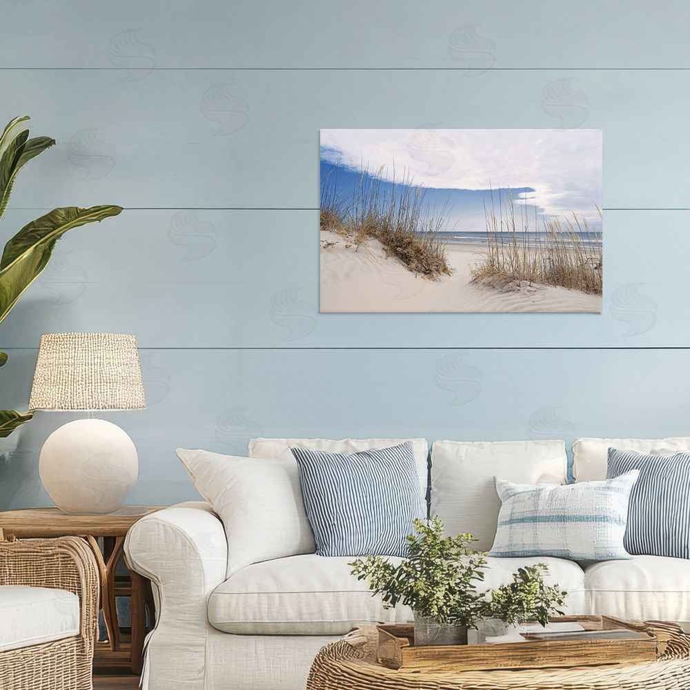 Natalie Carpentieri Sea Oats Along Sandy Dunes Stretched Canvas Wall Art in Room