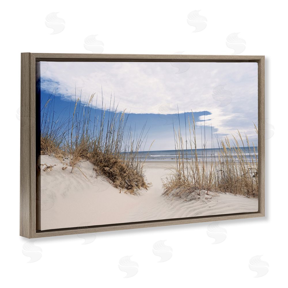 Natalie Carpentieri Sea Oats Along Sandy Dunes Brown Floating Frame Canvas Wall Art Print