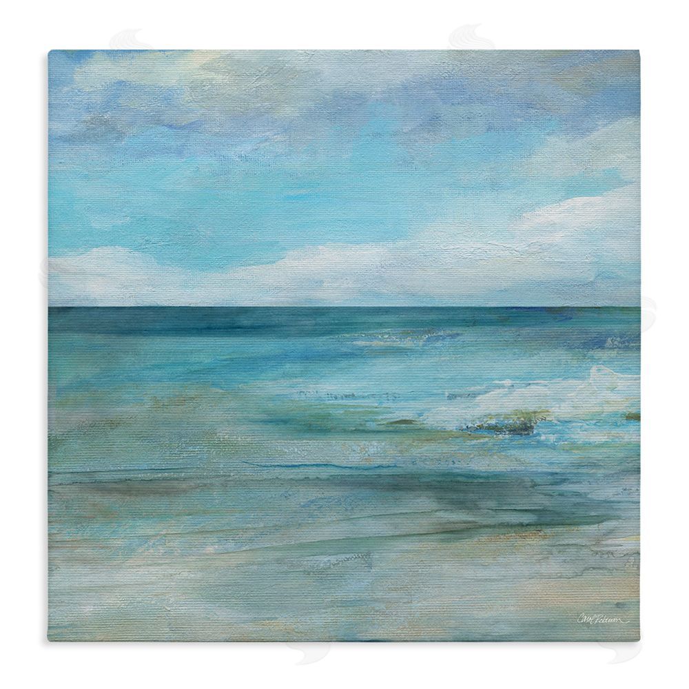 Carol Robinson Aqua Ocean Horizon Abstract Stretched Canvas Wall Art Print
