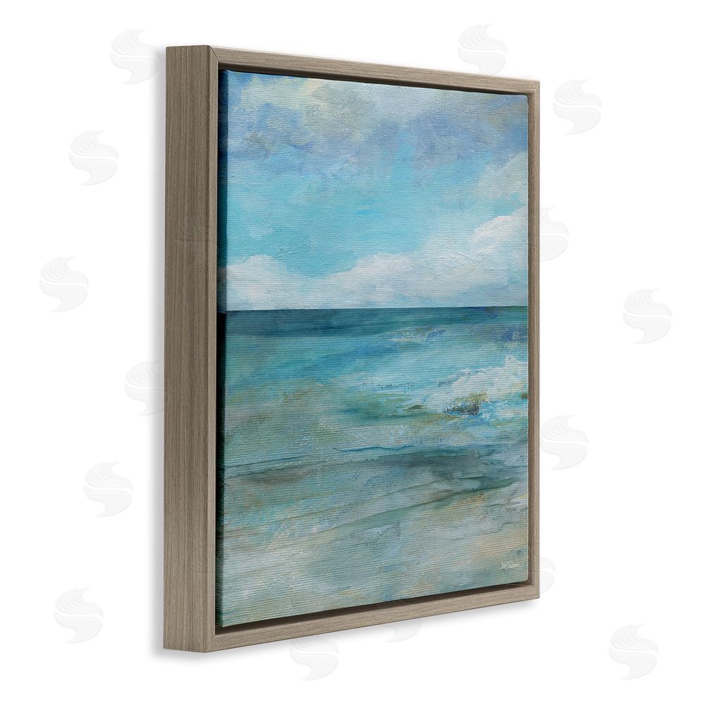 Carol Robinson Aqua Ocean Horizon Abstract Brown Floating Frame Canvas Wall Art Print