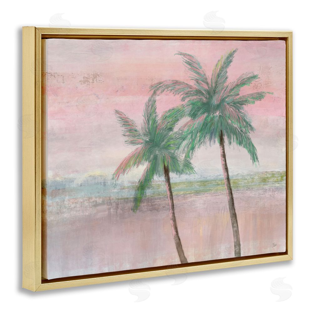 Nan Sunset Palms at Dusk Gold Floating Frame Canvas Wall Art Print