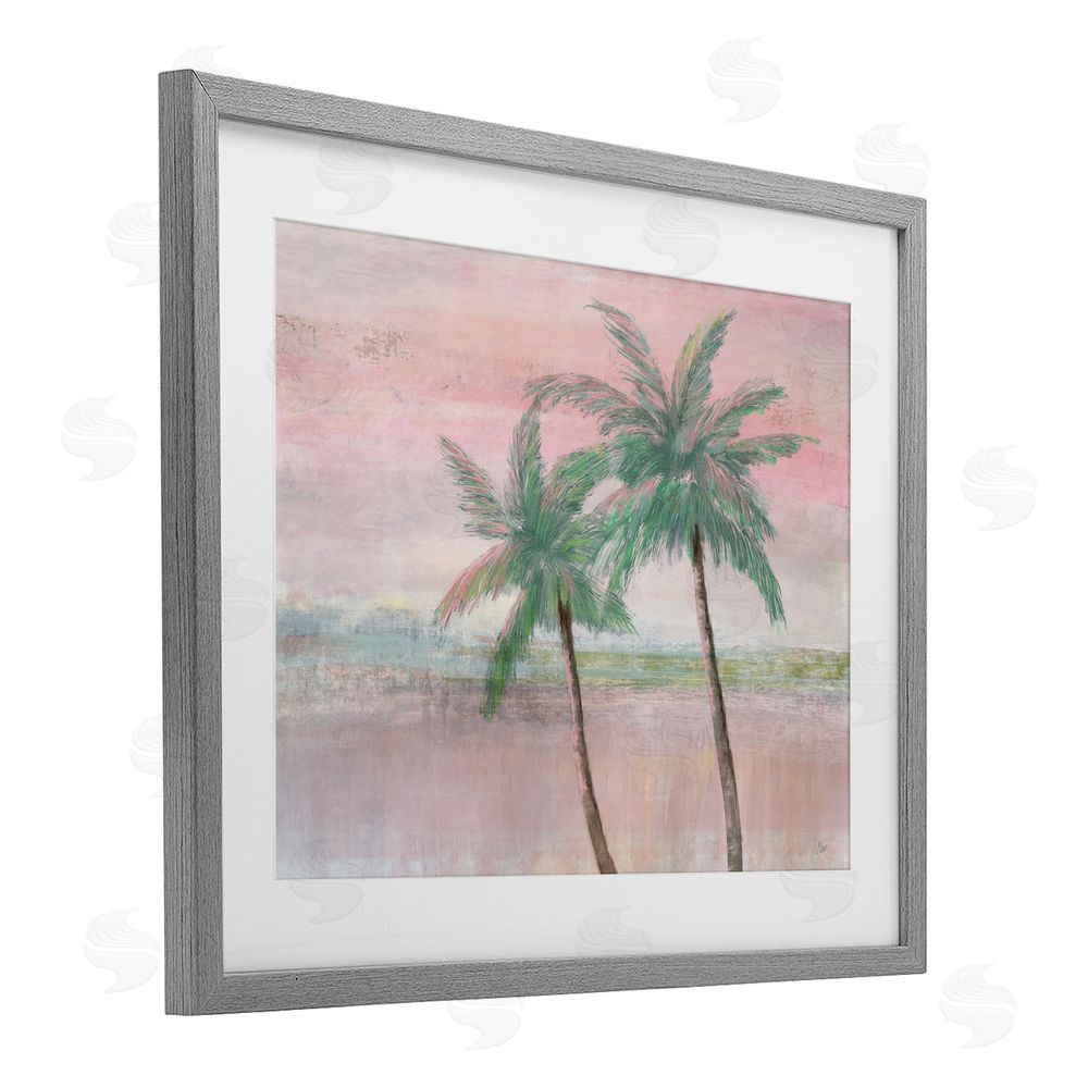 Nan Sunset Palms at Dusk Gray Framed Print Under Glass Wall Art