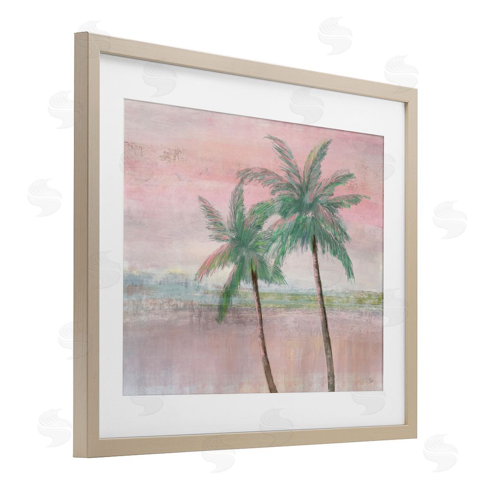 Nan Sunset Palms at Dusk Brown Framed Print Under Glass Wall Art