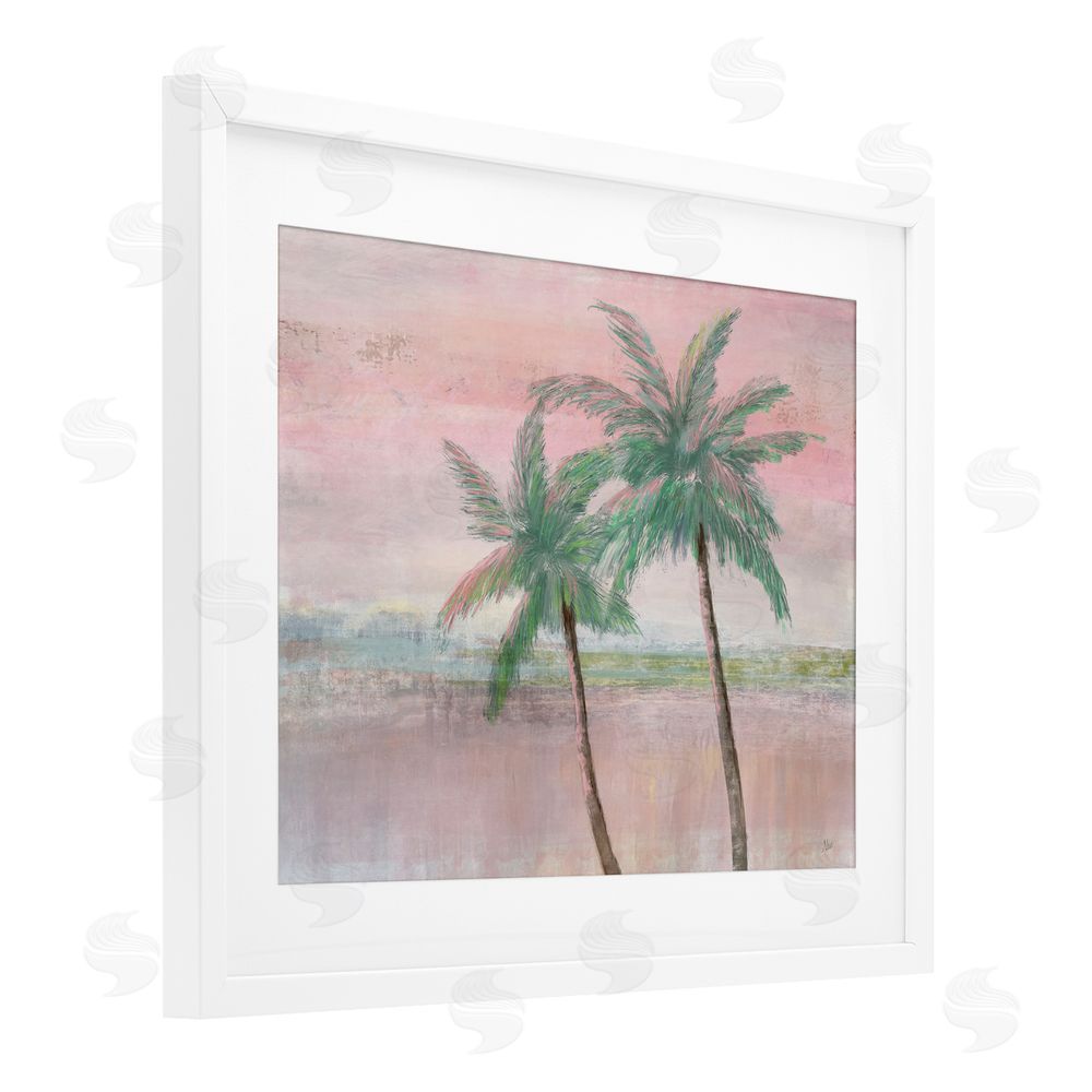 Nan Sunset Palms at Dusk White Framed Print Under Glass Wall Art